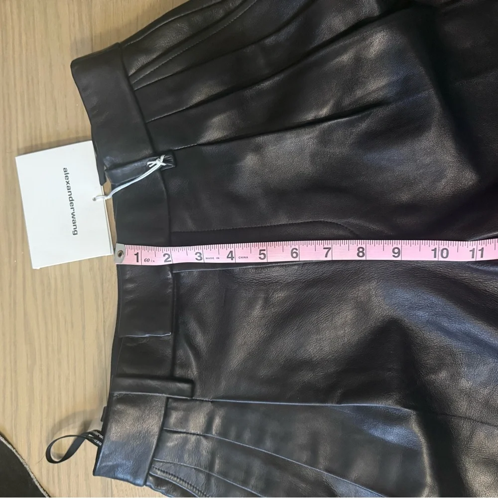 Alexander Wang Leather Wide Leg Embossed Trousers Women Size 0 - Picture 13 of 14
